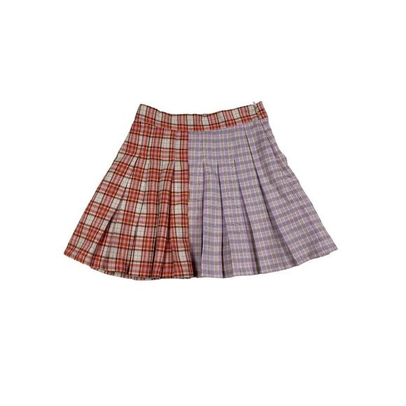 The Ragged Priest Seeker Pleated Mini Skirt in Purple and Orange - Picture 1 of 5